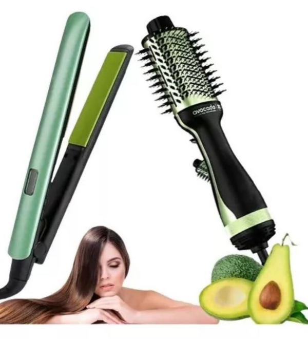 Combo Cepillo Secador Y Plancha Aguacate