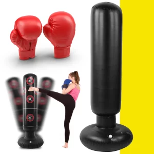 Saco Boxeo Inflable Fitness Con Guantes