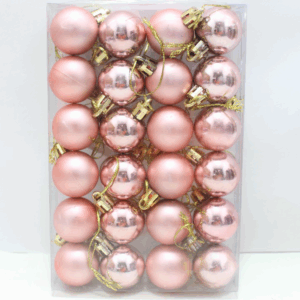 Bola Palo de rosa navideña de 3 cm x 24