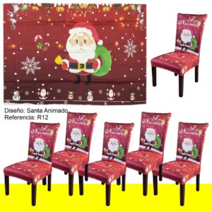Set X6 Fundas Navidenas De Silla Mantel